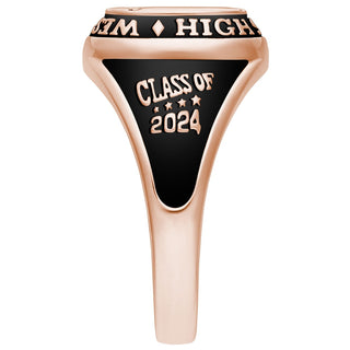 Ladies' 14K Rose Gold over Sterling Traditional Cushion Birthstone Class Ring