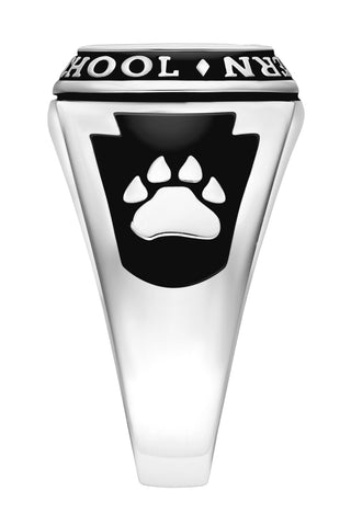 Men's Platinum Plated Traditional Cushion Birthstone Class Ring