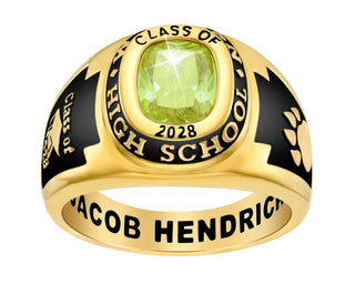 Men's 14K Gold Plated Traditional Cushion Birthstone Class Ring