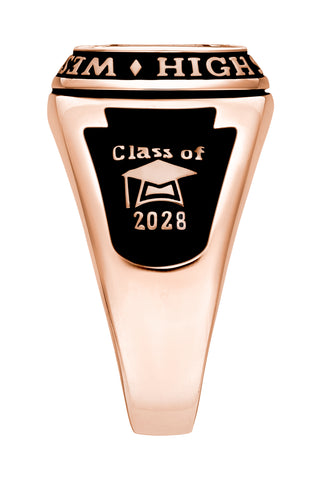 Men's 14K Rose Gold Plated Traditional Cushion Birthstone Class Ring