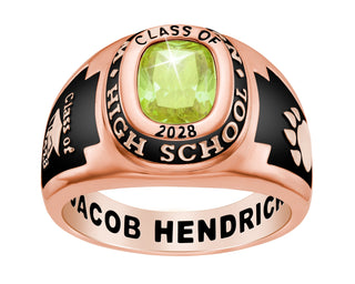 Men's 14K Rose Gold Plated Traditional Cushion Birthstone Class Ring