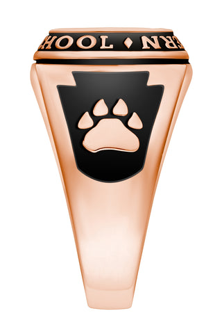 Men's 14K Rose Gold Plated Traditional Cushion Birthstone Class Ring