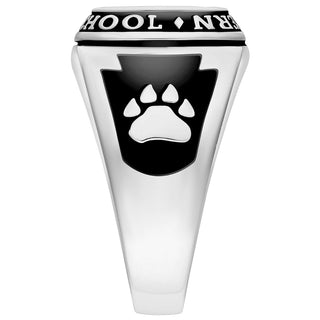 Men's Sterling Silver Traditional Cushion Birthstone Class Ring