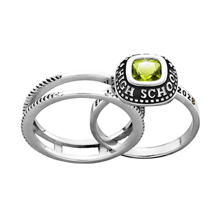 Ladies' Platinum Plated Freestyle Class Ring with Jacket