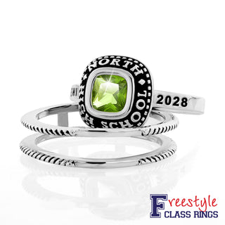 Ladies' Platinum Plated Freestyle Class Ring with Jacket