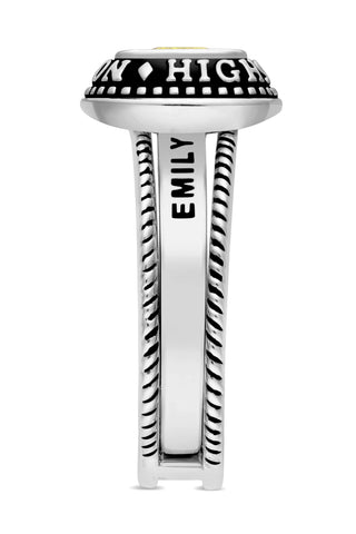 Ladies' Platinum Plated Freestyle Class Ring with Jacket