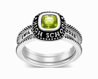 Ladies' Platinum Plated Freestyle Class Ring with Jacket