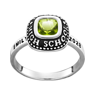 Ladies' Platinum Plated Freestyle Class Ring with Jacket