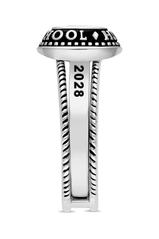 Ladies' Platinum Plated Freestyle Class Ring with Jacket