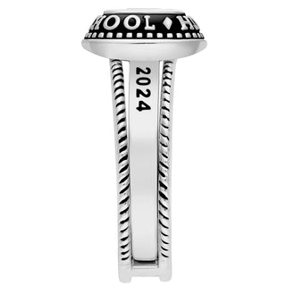 Ladies' Platinum Plated Class Ring with Jacket