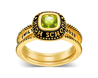 Ladies' 14k Gold Plated Freestyle Class Ring with Jacket