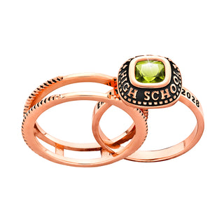 Ladies' 14k Rose Gold Plated Freestyle Class Ring with Jacket