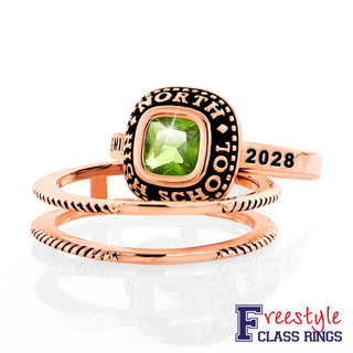 Ladies' 14k Rose Gold Plated Freestyle Class Ring with Jacket