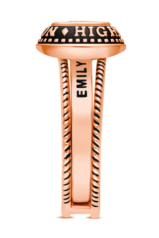 Ladies' 14k Rose Gold Plated Freestyle Class Ring with Jacket