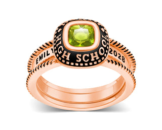 Ladies' 14k Rose Gold Plated Freestyle Class Ring with Jacket