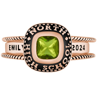 Ladies' 14k Rose Gold Plated Class Ring with Jacket