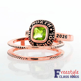 Ladies' 14K Rose Gold over Sterling Freestyle Class Ring with Jacket