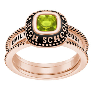 Ladies' 14k Rose Gold Plated Class Ring with Jacket