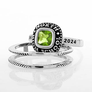 Ladies' Sterling Silver Class Ring with Jacket