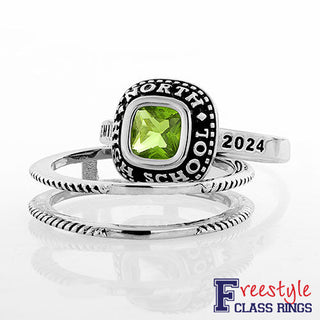 Ladies' Sterling Silver Freestyle Class Ring with Jacket
