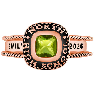 Ladies' 14K Rose Gold over Sterling Freestyle Class Ring with Jacket