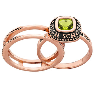 Ladies' 14K Rose Gold over Sterling Class Ring with Jacket