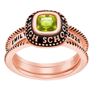 Ladies' 14K Rose Gold over Sterling Freestyle Class Ring with Jacket