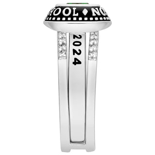 Ladies' Platinum Plated Class Ring with Jacket and CZ Accents
