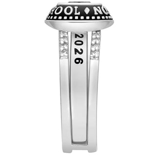 Ladies' Platinum Plated Freestyle Class Ring with Jacket and CZ Accents