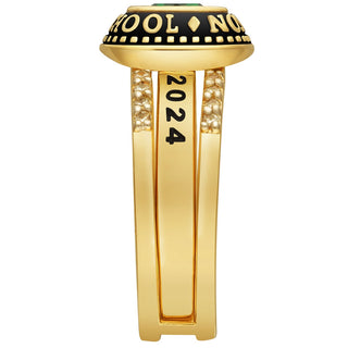Ladies' 14k Gold Plated Class Ring with Jacket and CZ Accents