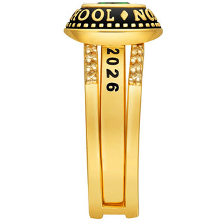 Ladies' 14k Gold Plated Freestyle Class Ring with Jacket and CZ Accents