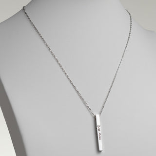 Vertical 4-sided Bar 'Best Mom' Engraved Family Name Necklace