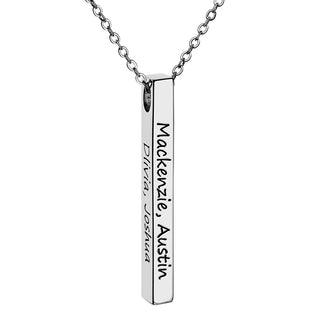 Vertical 4-sided Bar 'Best Grandma' Engraved Family Name Necklace