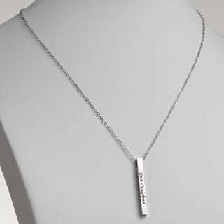 Vertical 4-sided Bar 'Best Grandma' Engraved Family Name Necklace