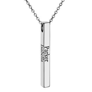 Vertical 4-sided Bar Mother's Engraved Family Name Necklace