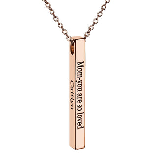 Vertical 4-sided Bar Mother's Engraved Family Name Necklace