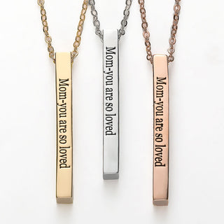 Vertical 4-sided Bar Mother's Engraved Family Name Necklace