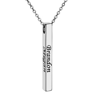 Vertical 4-sided Bar 'Thankful' Engraved Name Necklace