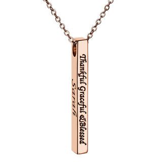 Vertical 4-sided Bar 'Thankful' Engraved Name Necklace