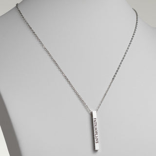 Vertical 4-sided Bar 'Faith, Hope, Love' Engraved Necklace