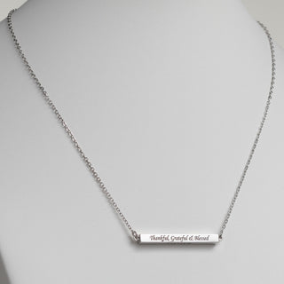 Horizontal 4-sided Bar 'Thankful' Engraved Name Necklace