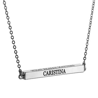 Horizontal 4-sided Bar 'Faith, Hope, Love' Engraved Necklace