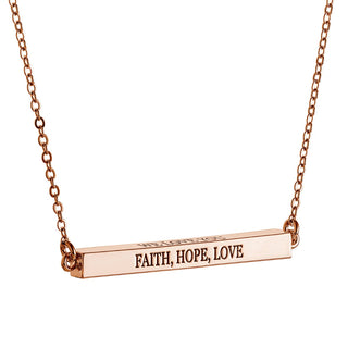 Horizontal 4-sided Bar 'Faith, Hope, Love' Engraved Necklace