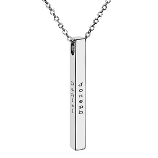 Vertical 4-Sided Engraved Family Name Necklace