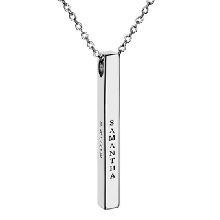 Vertical 4-Sided Engraved Family Name Necklace