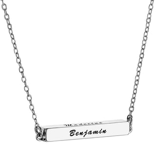 Horizontal 4-Sided Engraved Family Name Necklace