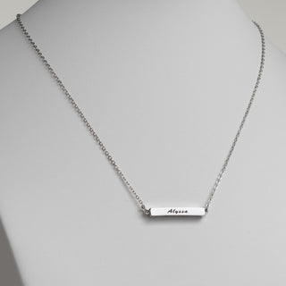 Horizontal 4-Sided Engraved Family Name Necklace