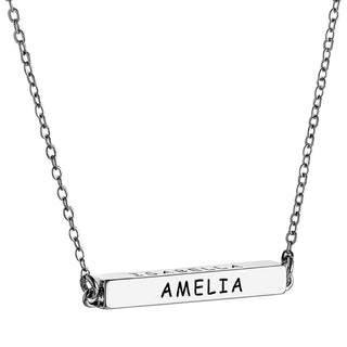 Horizontal 4-Sided Engraved Family Name Necklace