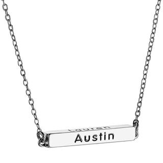 Horizontal 4-Sided Engraved Family Name Necklace