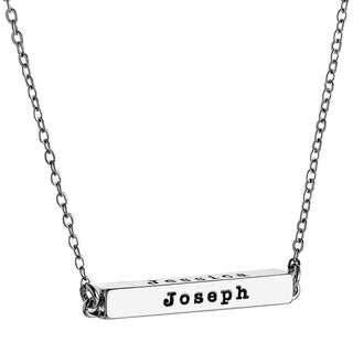 Horizontal 4-Sided Engraved Family Name Necklace